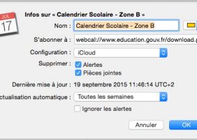 Abonnement calendrier scolaire
